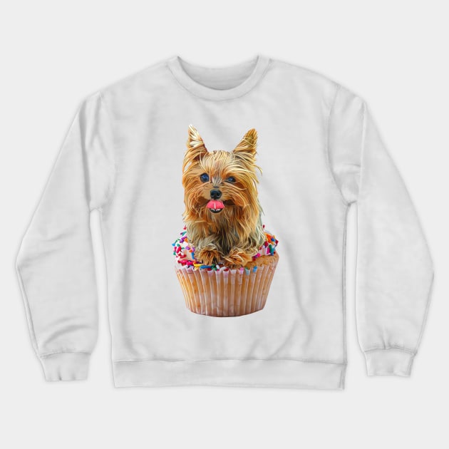 Yorkshire Terrier Cupcake Dog Crewneck Sweatshirt by NikkiBear67